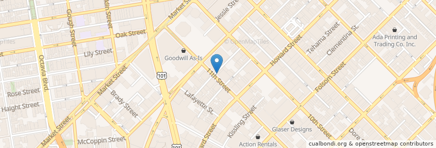 Mapa de ubicacion de 11th Street Dojo en 美利坚合众国/美利堅合眾國, 加利福尼亚州/加利福尼亞州, 旧金山市县/三藩市市縣/舊金山市郡, 旧金山.