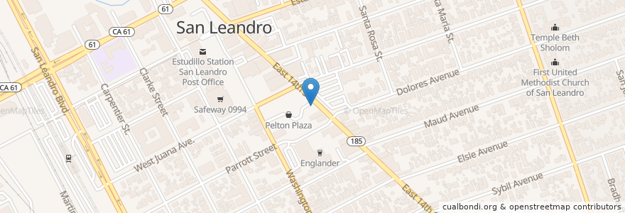 Mapa de ubicacion de Taqueria Pericos en Amerika Syarikat, California, Alameda County, San Leandro.