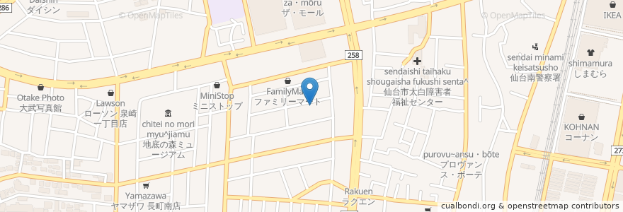 Mapa de ubicacion de 長町南動物病院 en ژاپن, 宮城県, 仙台市, 太白区.