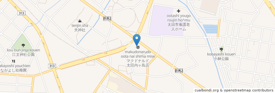 Mapa de ubicacion de McDonald's en Japan, Präfektur Gunma, 太田市.