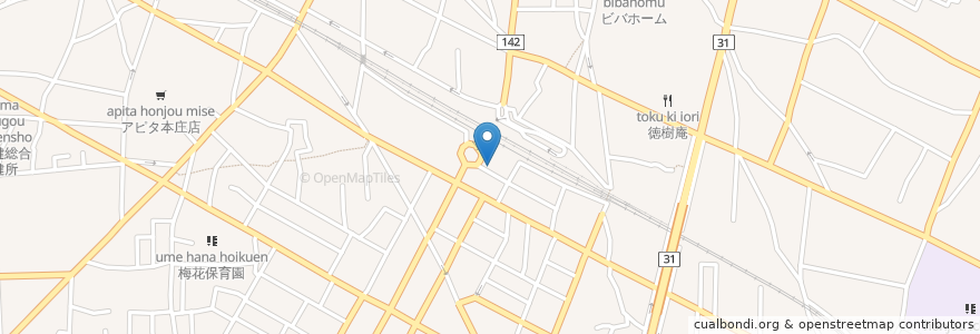 Mapa de ubicacion de 東麺房 en 日本, 埼玉県, 本庄市.
