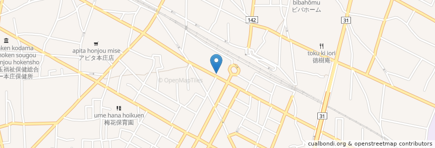 Mapa de ubicacion de 窯焼き大衆酒場　どんちゃか en Japonya, 埼玉県, 本庄市.