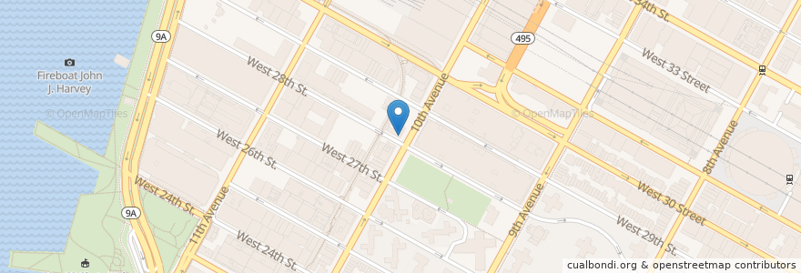 Mapa de ubicacion de Death Ave brewing Co. en 美利坚合众国/美利堅合眾國, 纽约州 / 紐約州, 纽约, 纽约县, Manhattan, Manhattan Community Board 4.