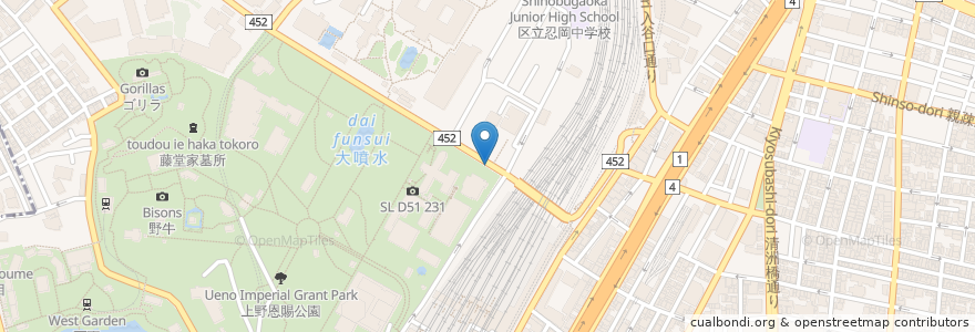 Mapa de ubicacion de 郵便ポスト en 일본, 도쿄도, 다이토구.