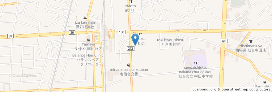 Mapa de ubicacion de JA仙台 en 日本, 宮城県, 仙台市, 太白区.