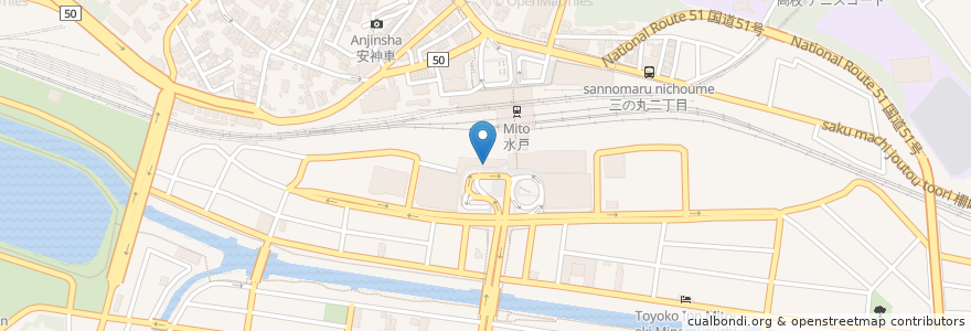 Mapa de ubicacion de カワチ薬品 en Giappone, Prefettura Di Ibaraki, 水戸市.