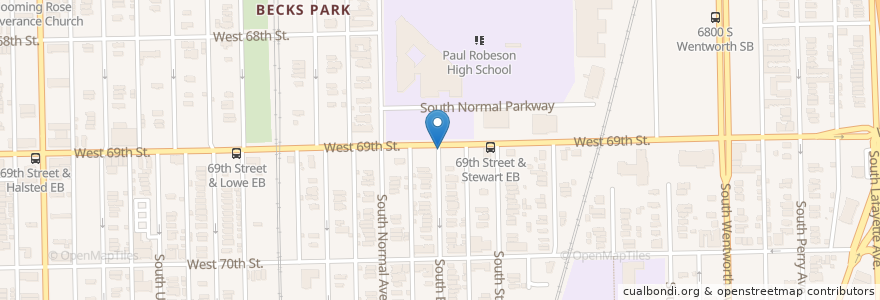 Mapa de ubicacion de Eggleston Ave & 69th St en Estados Unidos Da América, Illinois, Chicago.