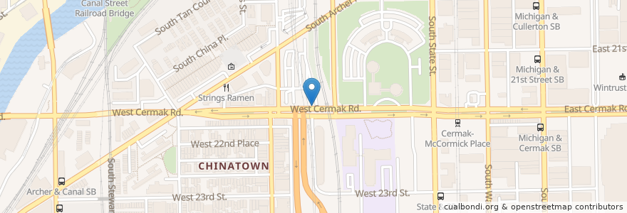 Mapa de ubicacion de Wentworth Ave & Cermak Rd en Vereinigte Staaten Von Amerika, Illinois, Chicago.