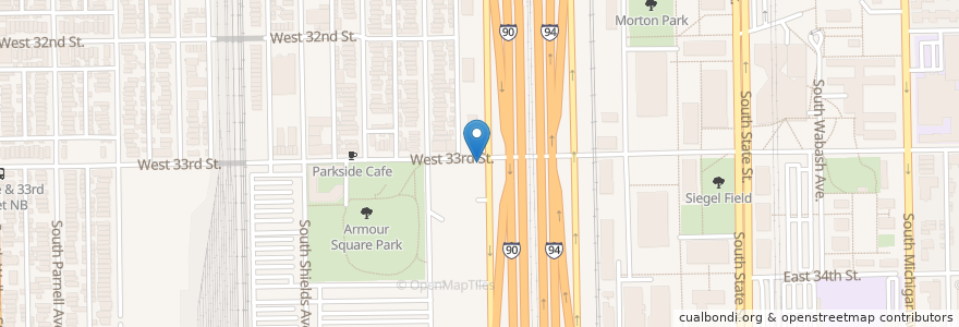 Mapa de ubicacion de Wentworth Ave & 33rd St en Stati Uniti D'America, Illinois, Chicago.