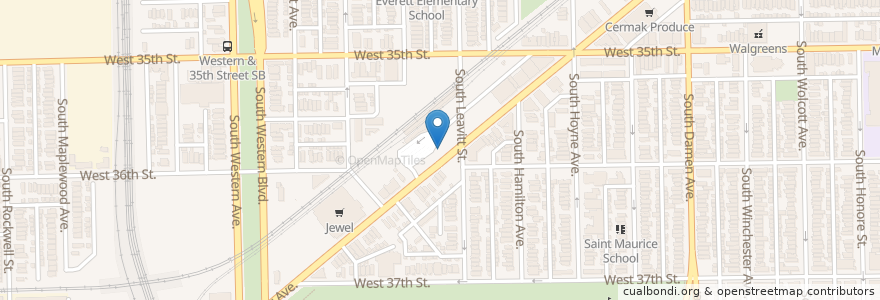 Mapa de ubicacion de Leavitt St & Archer Ave en الولايات المتّحدة الأمريكيّة, إلينوي, شيكاغو.
