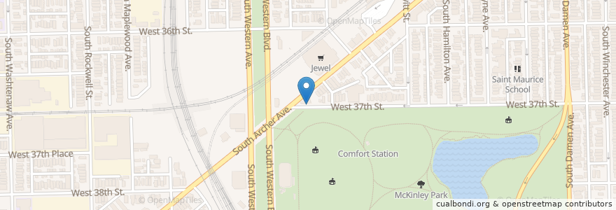 Mapa de ubicacion de Archer Ave & 37th St en Vereinigte Staaten Von Amerika, Illinois, Chicago.