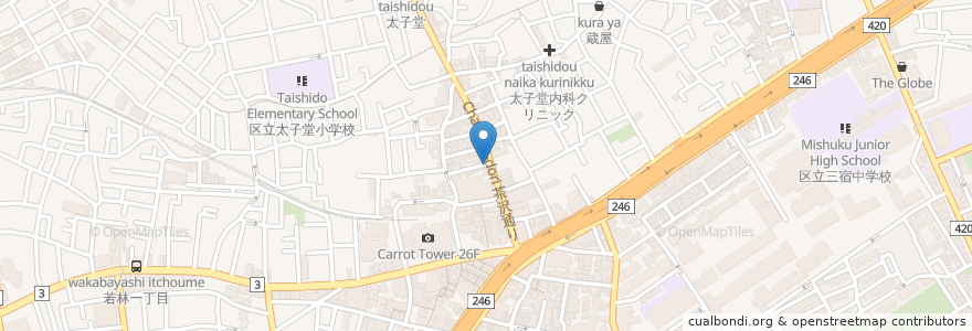 Mapa de ubicacion de とんかつ川善 en Japão, Tóquio, 世田谷区.