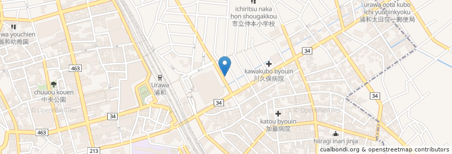 Mapa de ubicacion de 浦和矯正歯科クリニック en 日本, 埼玉県, さいたま市, 浦和区.