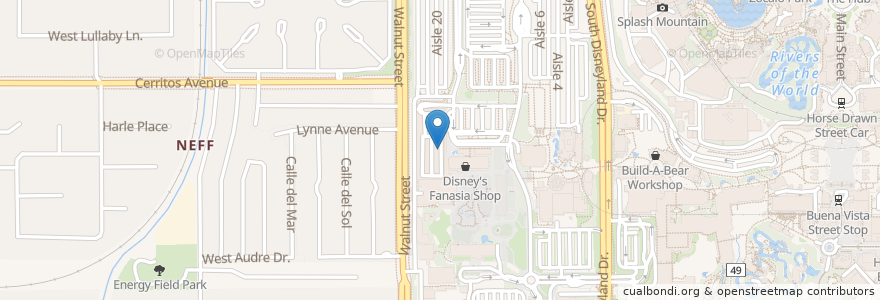 Mapa de ubicacion de Restrooms en アメリカ合衆国, カリフォルニア州, Orange County, Anaheim.