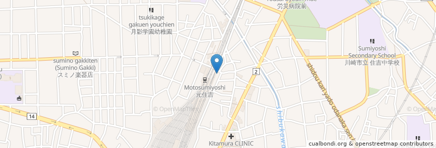 Mapa de ubicacion de らーめん寿限無 en 日本, 神奈川県, 川崎市, 中原区.