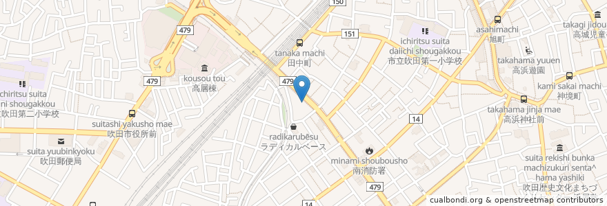 Mapa de ubicacion de カフェ レトワール ド メール en ژاپن, 大阪府, 吹田市.