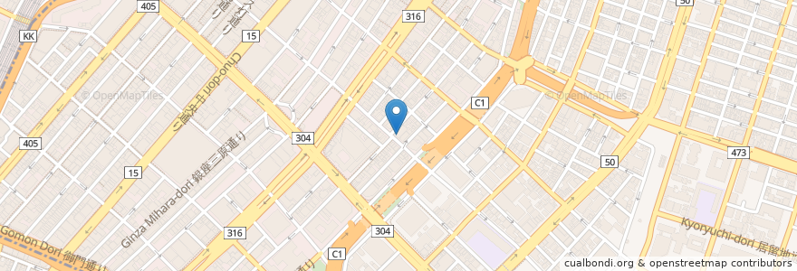 Mapa de ubicacion de 福山うどん en Giappone, Tokyo, 中央区.
