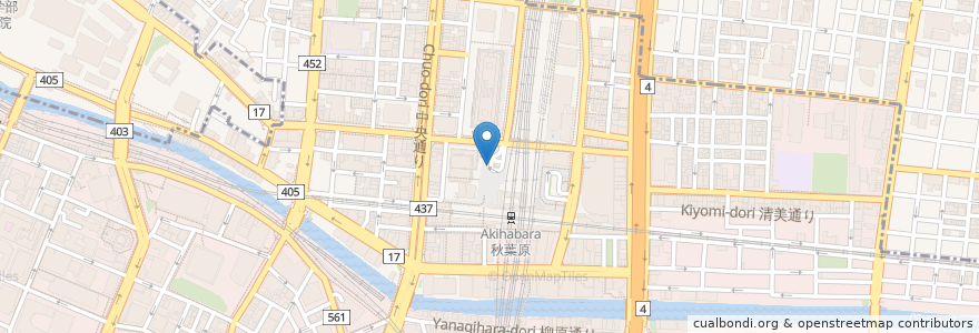 Mapa de ubicacion de 秋葉原駅電気街口(西側交通広場) en 日本, 东京都/東京都, 千代田區.