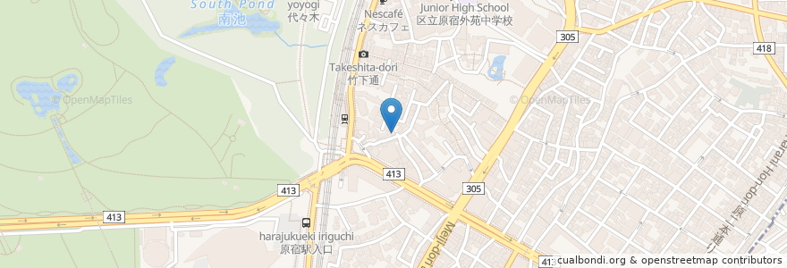 Mapa de ubicacion de Spontini en Jepun, 東京都, 渋谷区.