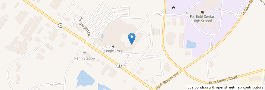 Mapa de ubicacion de Jungle Jim’s Olde Fashioned Pharmacy en United States, Ohio, Butler County, Fairfield.