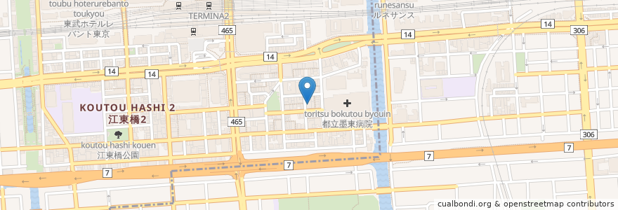 Mapa de ubicacion de 楽天浴場(廃業) en اليابان, 東京都.