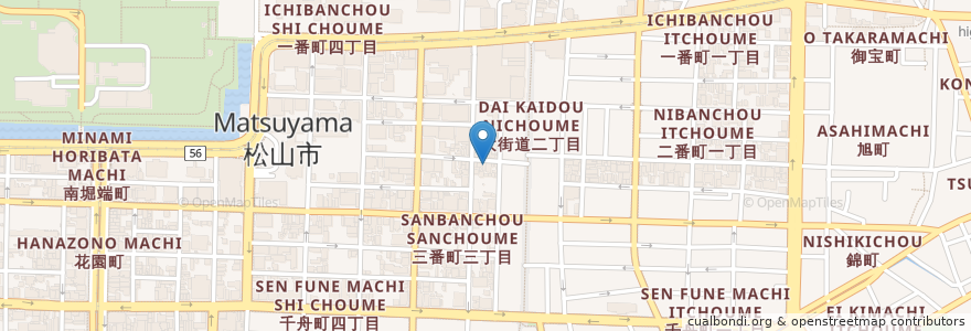 Mapa de ubicacion de 博多酒場 en اليابان, 愛媛県, 松山市.