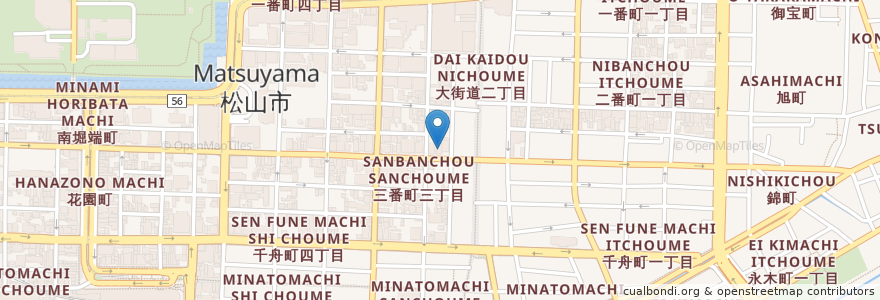 Mapa de ubicacion de 山口銀行 en Japón, Prefectura De Ehime, 松山市.