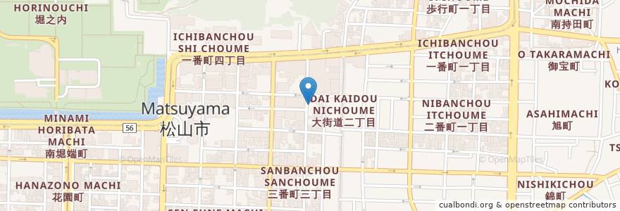 Mapa de ubicacion de 俺のフレンチ/イタリアン en اليابان, 愛媛県, 松山市.