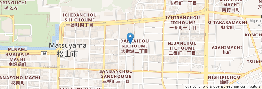 Mapa de ubicacion de 満洲屋が一番 en 日本, 愛媛県, 松山市.