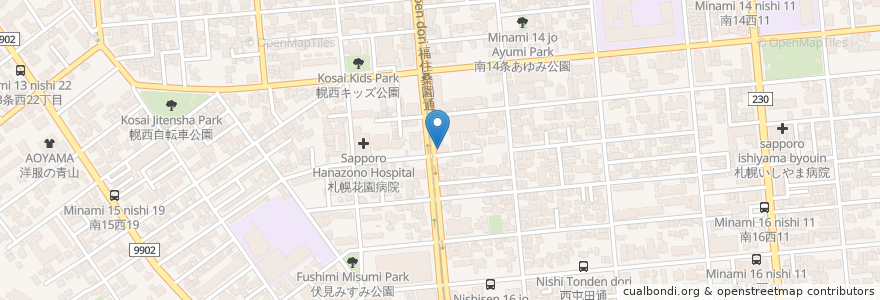 Mapa de ubicacion de 札幌練成会 en Japonya, 北海道, 石狩振興局, 札幌市, 中央区.