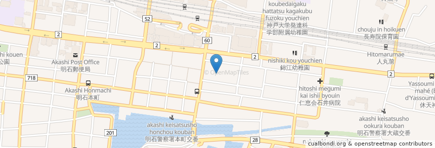 Mapa de ubicacion de 山陽亭 鉄板焼 en 日本, 兵库县/兵庫縣, 明石市.