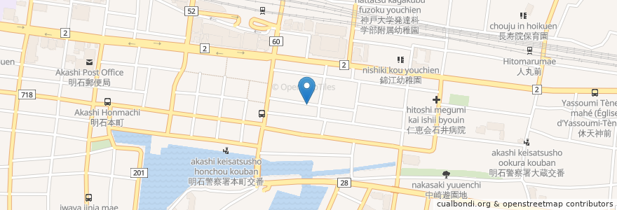 Mapa de ubicacion de バール ウミ en 日本, 兵庫県, 明石市.