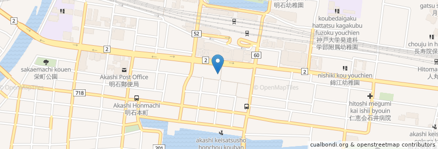 Mapa de ubicacion de お好み焼き 鉄板焼 尾瀬 en اليابان, 兵庫県, 明石市.
