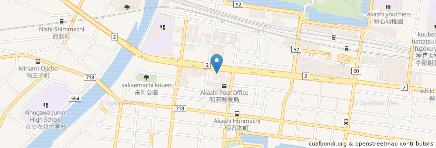 Mapa de ubicacion de 山陰合同銀行 明石支店 en Japão, 兵庫県, 明石市.