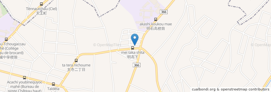 Mapa de ubicacion de そば五郎食堂 en Jepun, 兵庫県, 明石市.