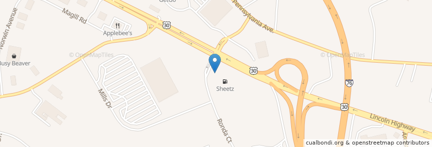 Mapa de ubicacion de Sheetz en Vereinigte Staaten Von Amerika, Pennsylvania, Westmoreland County, North Huntingdon Township.