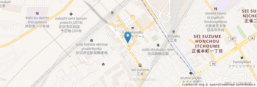 Mapa de ubicacion de ほっかほっか亭 en 日本, 大阪府, 吹田市.