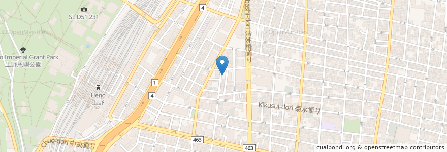 Mapa de ubicacion de 名校教育日本語学校 en ژاپن, 東京都, 台東区.