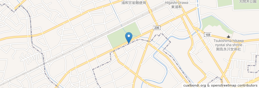 Mapa de ubicacion de どん亭 en اليابان, 埼玉県, さいたま市, 緑区.
