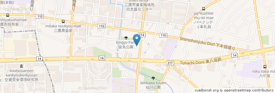 Mapa de ubicacion de 川越内科クリニック en 日本, 東京都, 三鷹市.