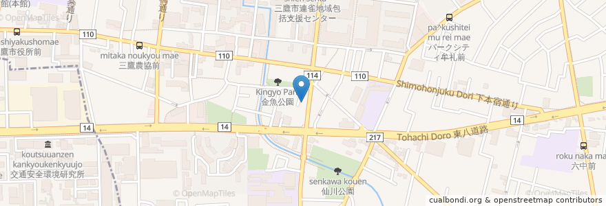 Mapa de ubicacion de 三鷹かずわら歯科 en 일본, 도쿄도, 三鷹市.