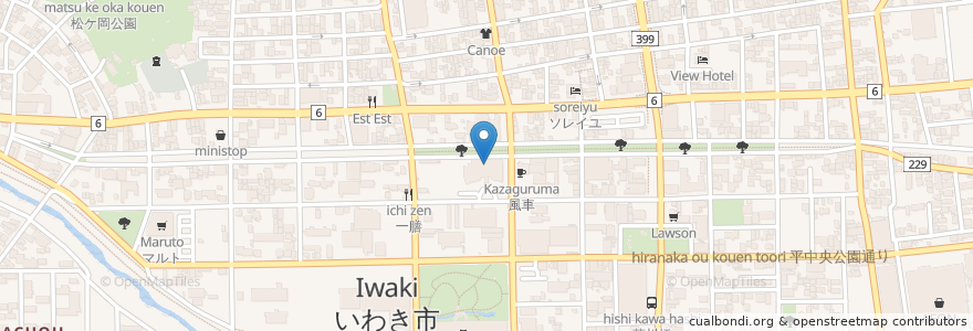 Mapa de ubicacion de 中央公民館・文化センター en Japón, Prefectura De Fukushima, いわき市.
