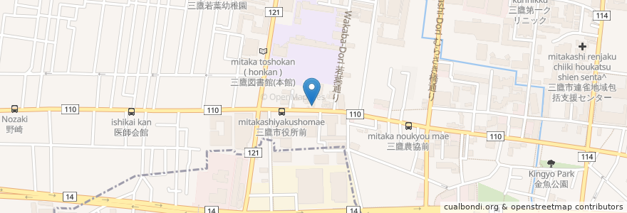 Mapa de ubicacion de みたか　鷹場そば en 日本, 東京都, 三鷹市.