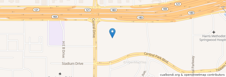 Mapa de ubicacion de Movie Tavern Central Park en アメリカ合衆国, テキサス州, Tarrant County, Bedford.