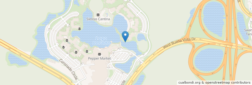 Mapa de ubicacion de Barcelona Lounge en الولايات المتّحدة الأمريكيّة, فلوريدا, Reedy Creek Improvement District, مقاطعة أورانج, Bay Lake.