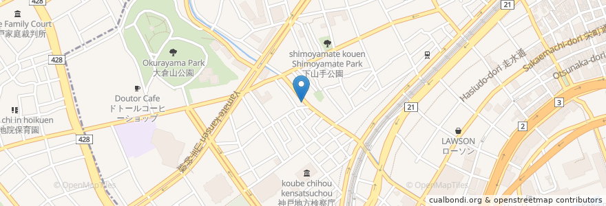 Mapa de ubicacion de 大井商店 en اليابان, 兵庫県, 神戸市, 中央区.