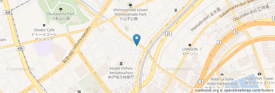 Mapa de ubicacion de フレンド en Japón, Prefectura De Hyōgo, 神戸市, 中央区.