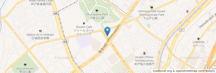 Mapa de ubicacion de クィークェッグコーヒー en Japon, Préfecture De Hyōgo, 神戸市, 中央区.
