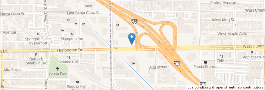 Mapa de ubicacion de Pieology Pizzeria en United States, California, Los Angeles County, Arcadia, Monrovia.
