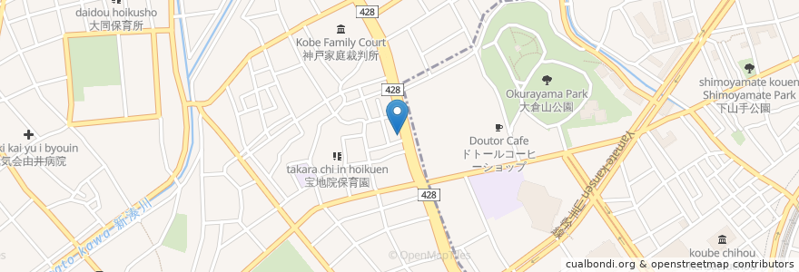 Mapa de ubicacion de 日本調剤 神大前薬局 en 日本, 兵庫県, 神戸市, 兵庫区.